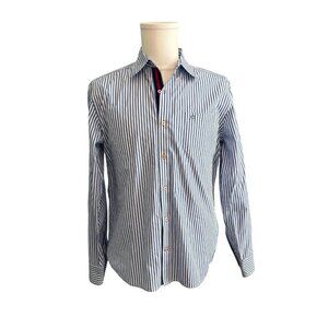 Southern Tide Men's Medium Classic Fit Blue Striped Beach Cotton Button-Up Shirt